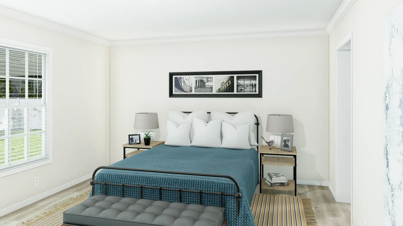 The HERITAGE 3101 Primary Bedroom. This Modular Home features 3 bedrooms and 2 baths.