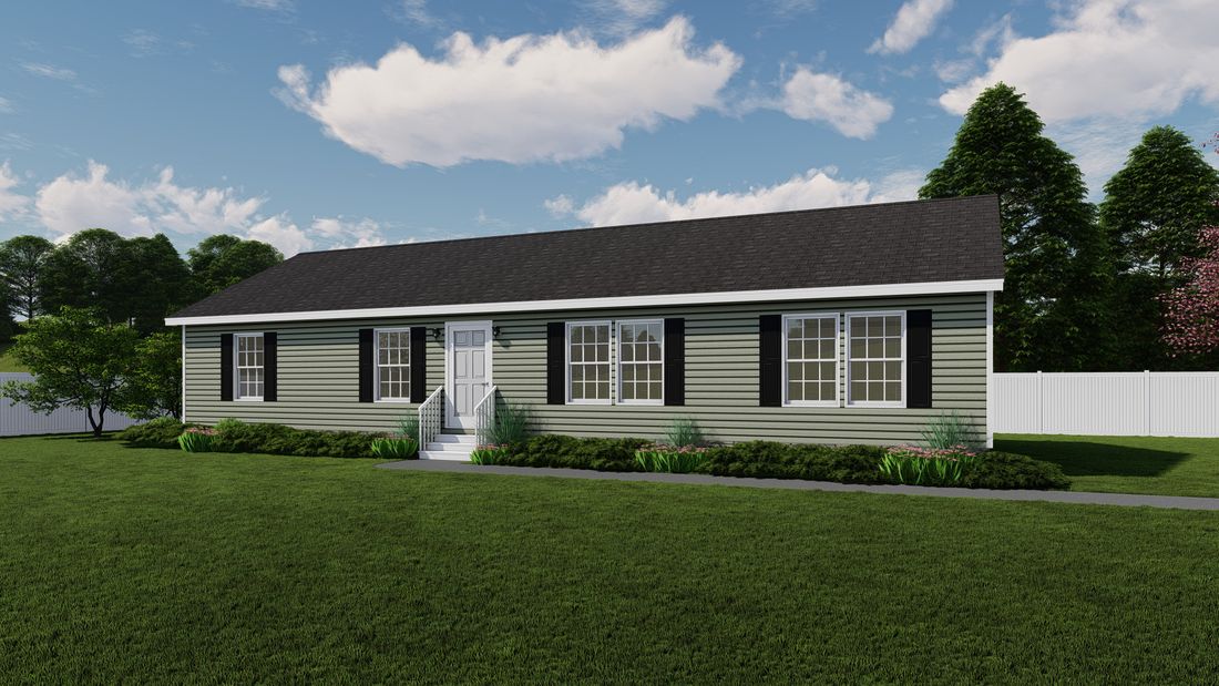 The PINEHURST 3104 Exterior. This Modular Home features 3 bedrooms and 2 baths.