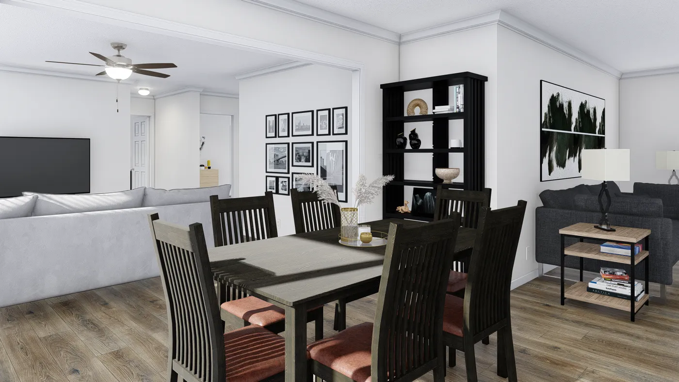 The BIG EASY M001 Dining Area. This Manufactured Mobile Home features 4 bedrooms and 2 baths.