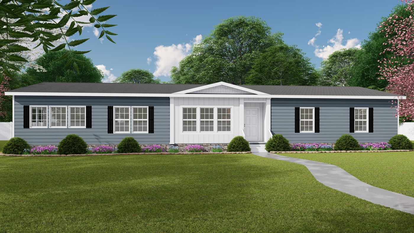 The 3458 HUD 76X32 CAROLINA RAELYN Exterior. This Manufactured Mobile Home features 4 bedrooms and 3 baths.