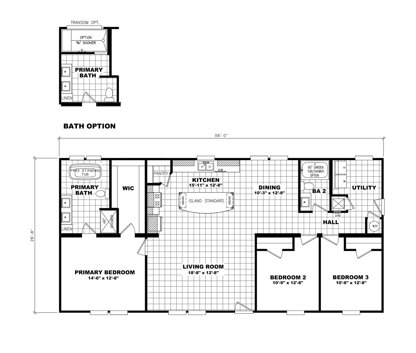 The 3542 HUD 56X28 CAVALIER SELECT Floor Plan